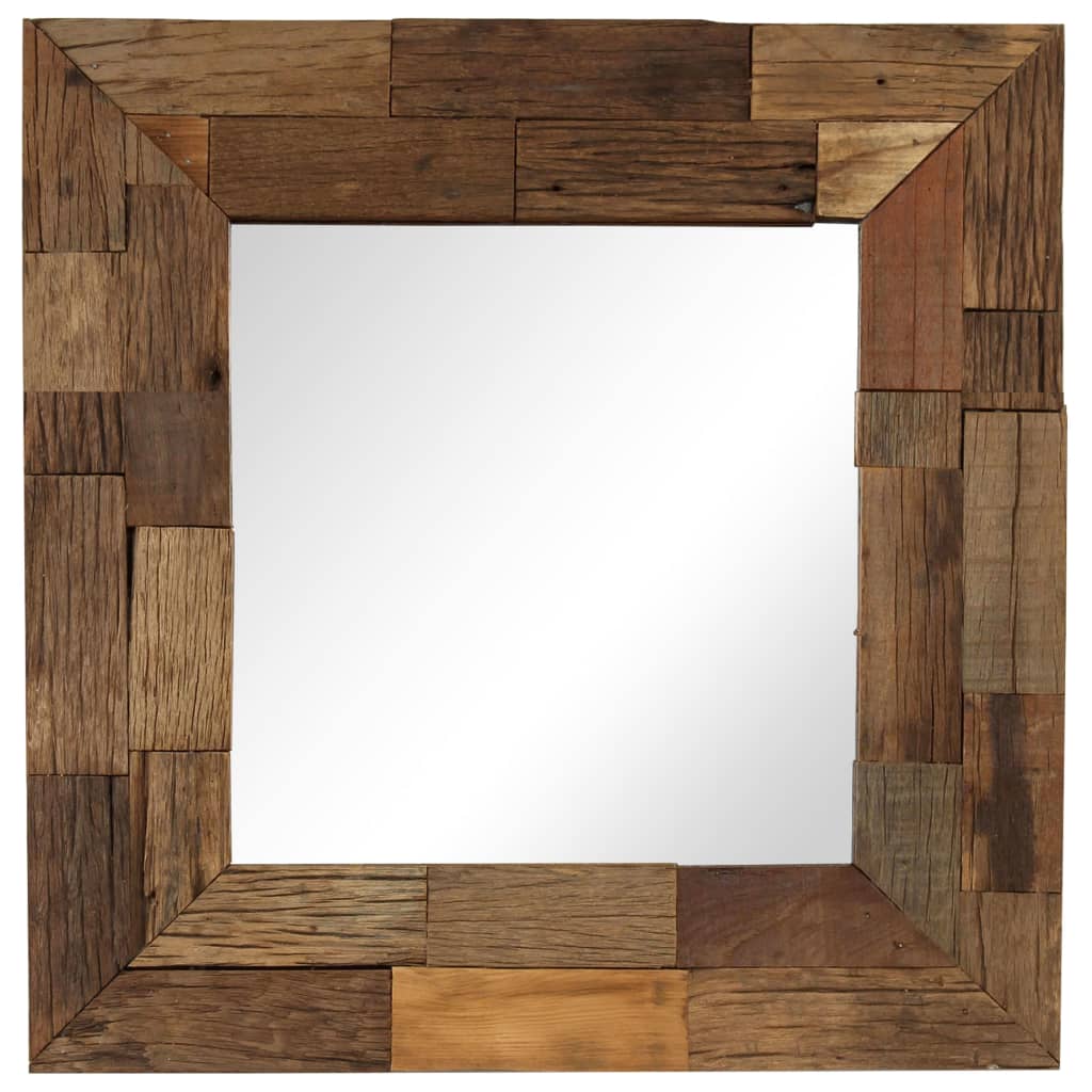 vidaXL Zrkadlo z masívneho dreva z podvalov 50x50 cm