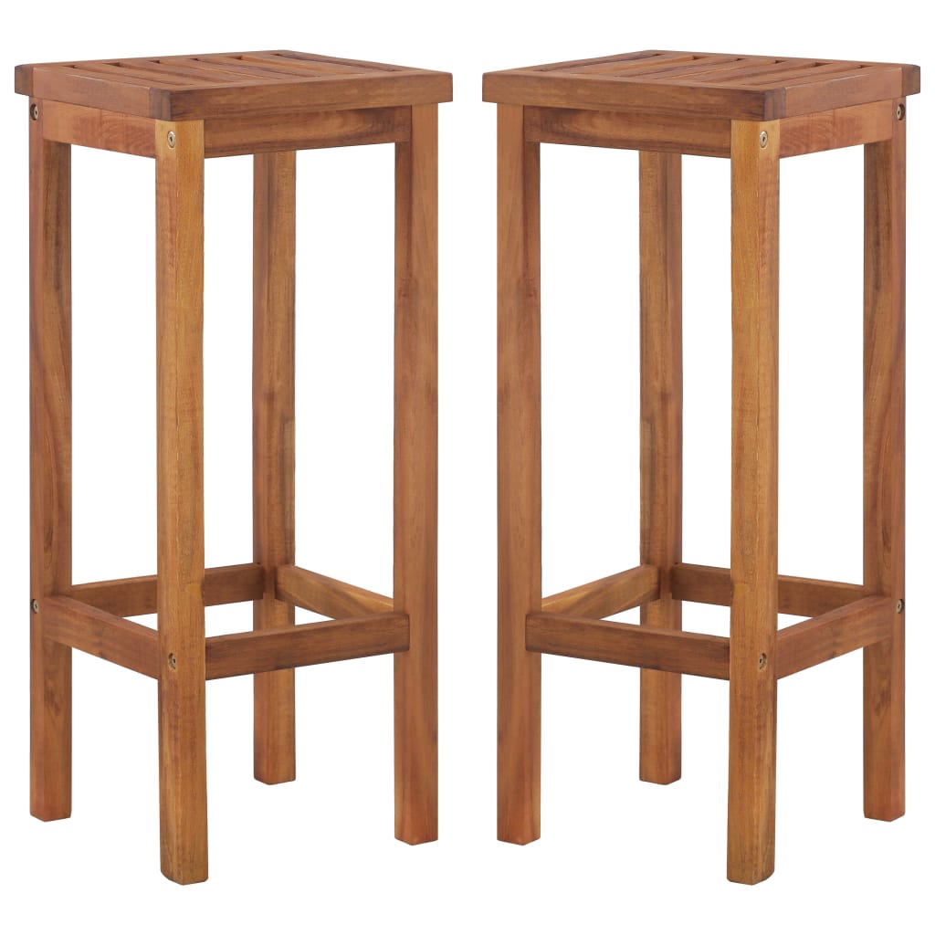 vidaXL Barové stoličky, 2 ks, masívne akáciové drevo, 30,5x30,5x74 cm