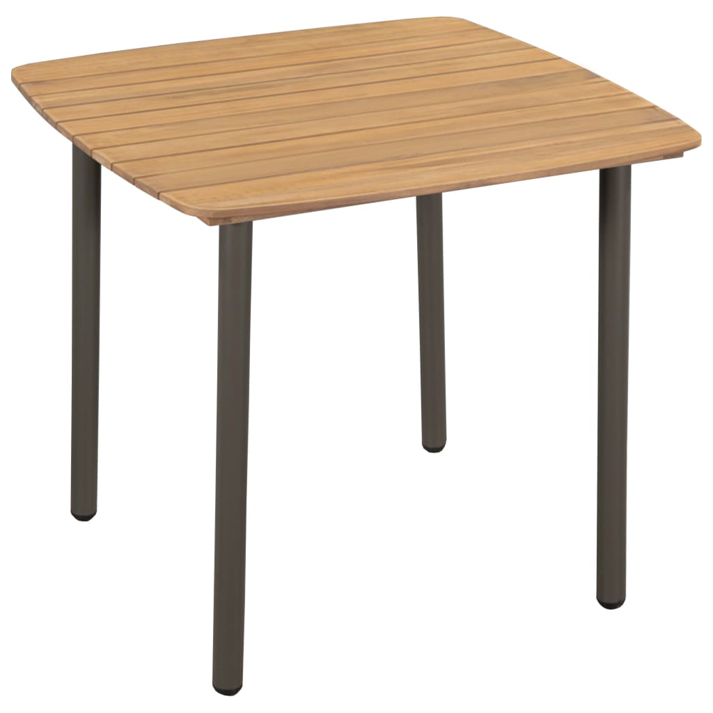 vidaXL Vonkajší jedálenský stôl z masívneho akáciového dreva a ocele 80x80x72 cm
