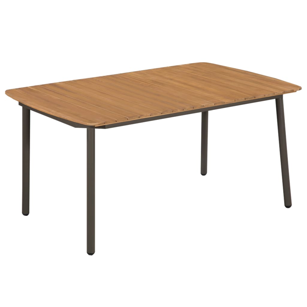 vidaXL Vonkajší jedálenský stôl z masívneho akáciového dreva a ocele 150x90x72 cm