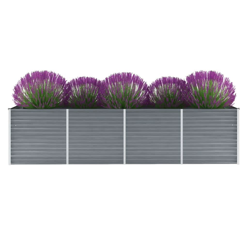 vidaXL Záhradný kvetináč, pozinkovaná oceľ, 320x80x77 cm, sivý