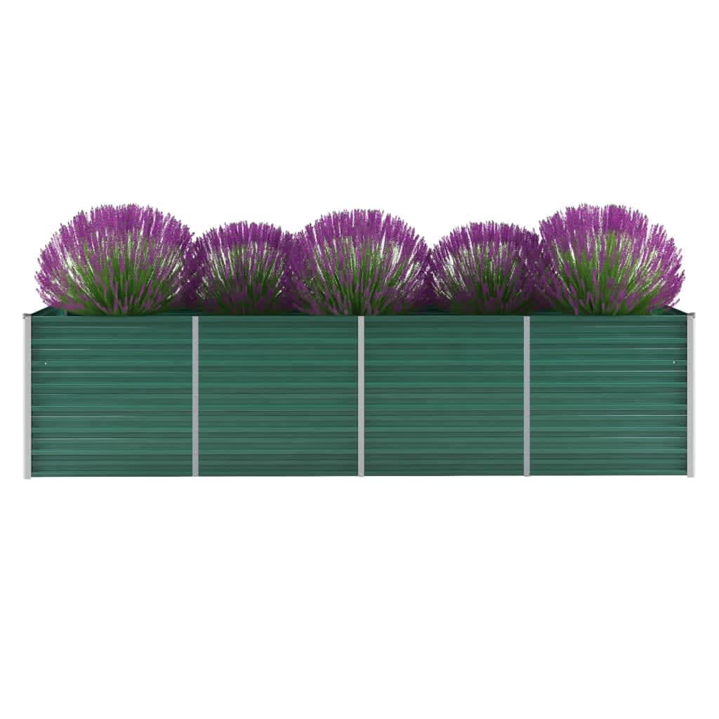 vidaXL Záhradný kvetináč, pozinkovaná oceľ, 320x80x77 cm, zelený