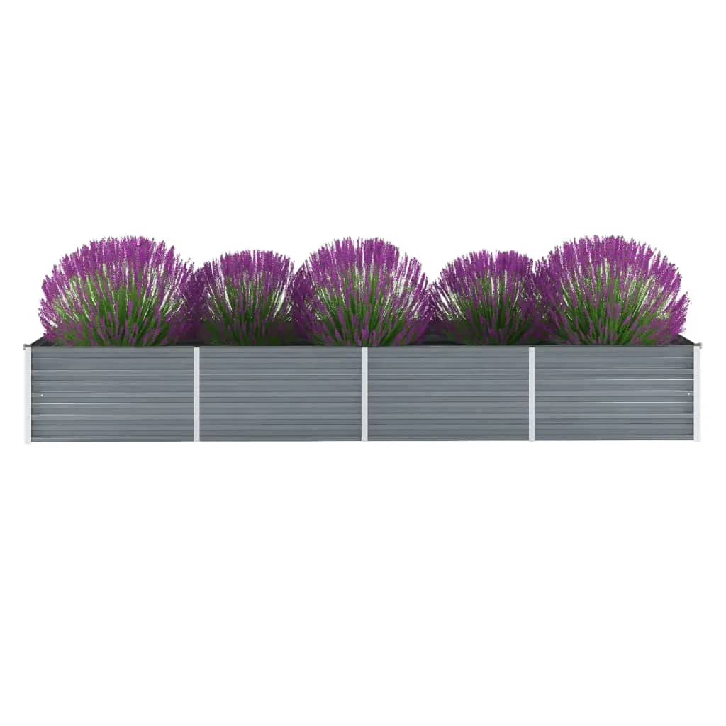 vidaXL Záhradný kvetináč, pozinkovaná oceľ, 320x80x45 cm, sivý