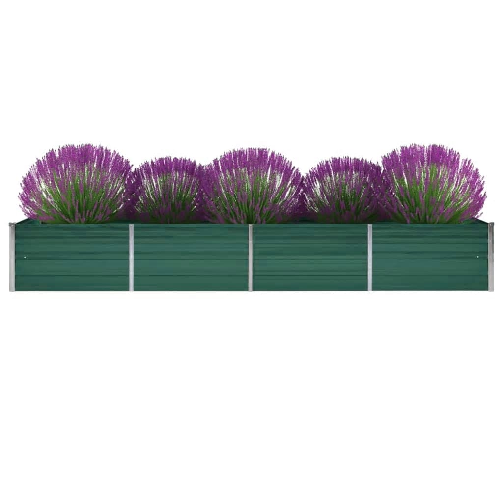 vidaXL Záhradný kvetináč, pozinkovaná oceľ, 320x80x45 cm, zelený