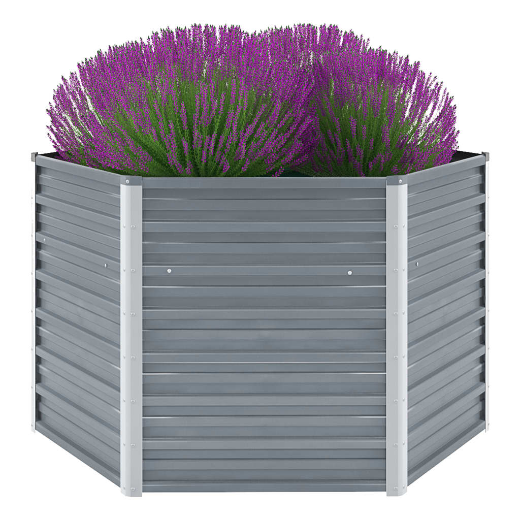 vidaXL Záhradný kvetináč, pozinkovaná oceľ, 129x129x77 cm, sivý