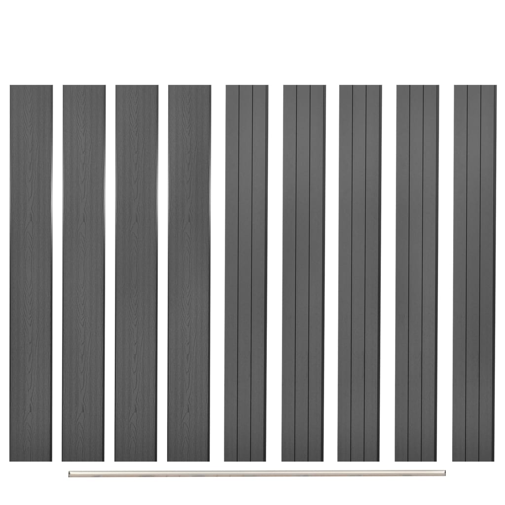 vidaXL Náhradná plotová doska z WPC 9 ks, 170 cm, sivá