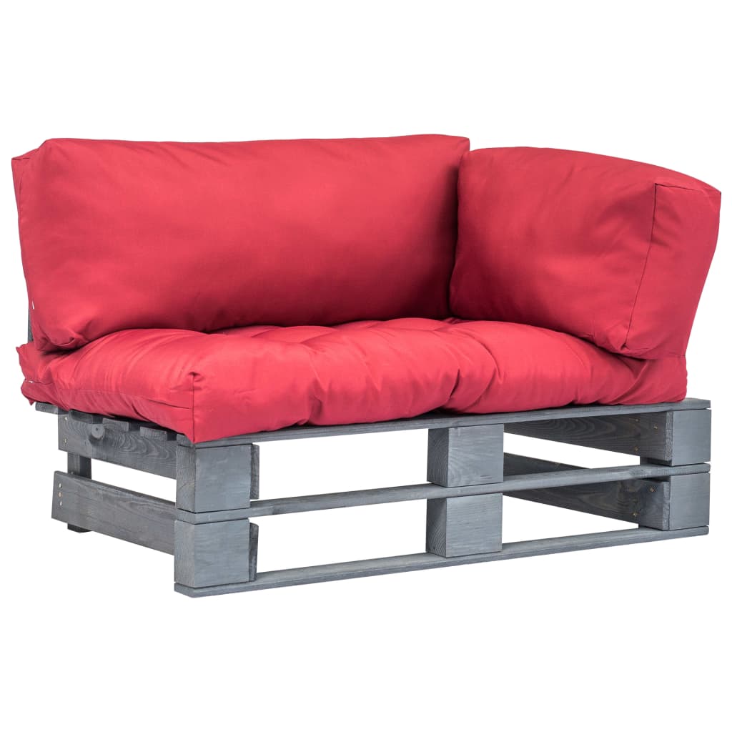vidaXL Záhradná paletová sedačka s červenými vankúšmi borovicové drevo