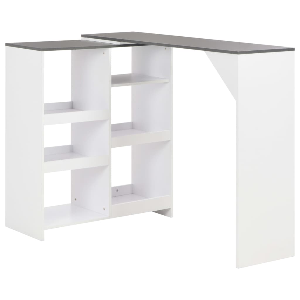 vidaXL Barový stôl s pohyblivou poličkou biely 138x40x120 cm