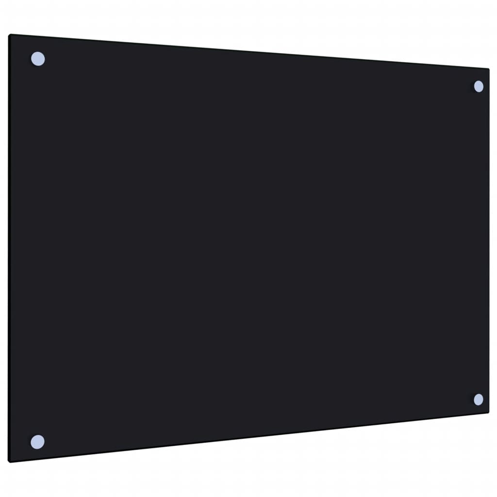 vidaXL Kuchynská zástena, čierna 70x50 cm, tvrdené sklo 