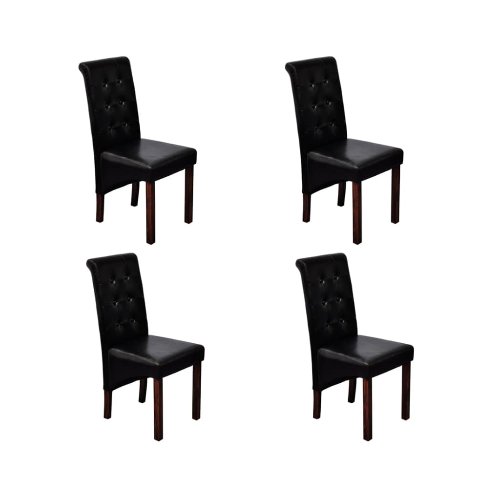 vidaXL Jedálenské stoličky 4 ks, čierne, umelá koža