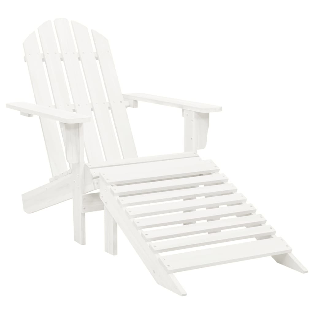Drevená stolička s taburetkou, biela
