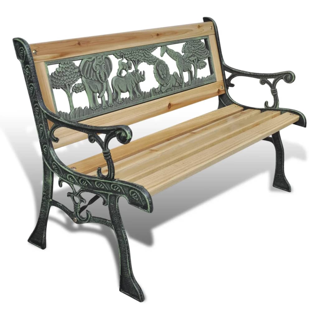vidaXL Záhradná lavička pre deti s motívom zvierat 80 x 24 cm