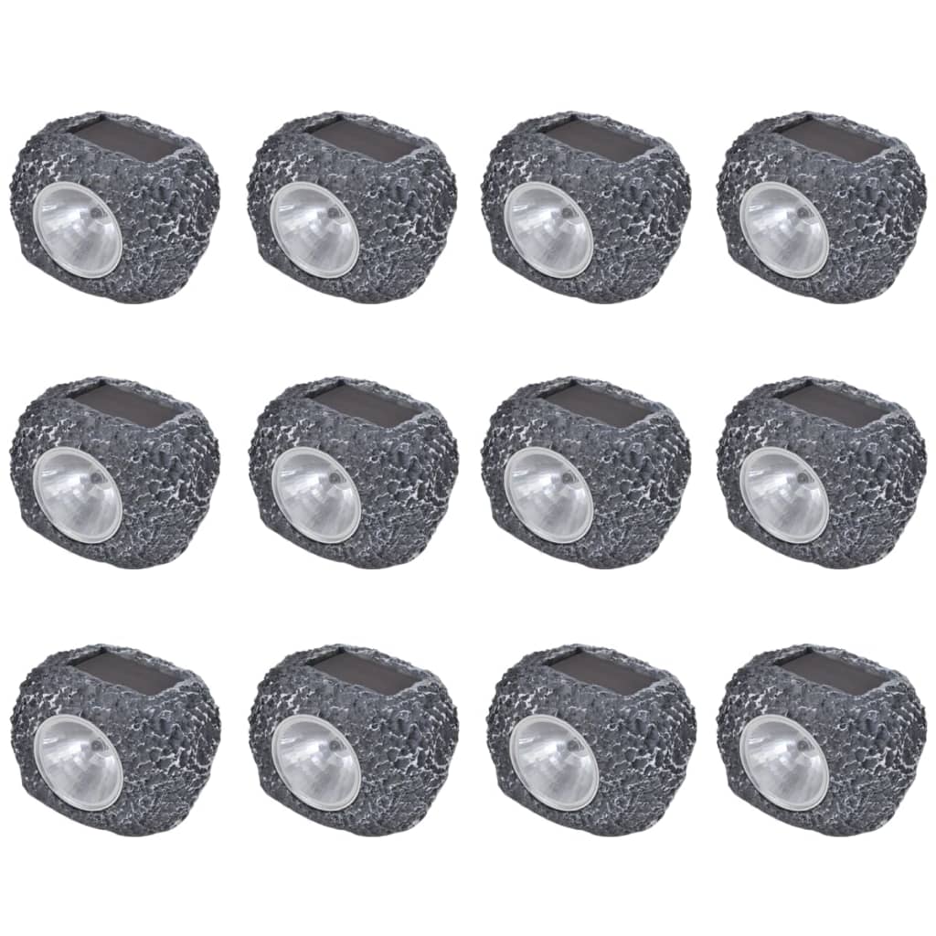 Vonkajšie solárne LED bodovky v tvare kameňa 12 ks