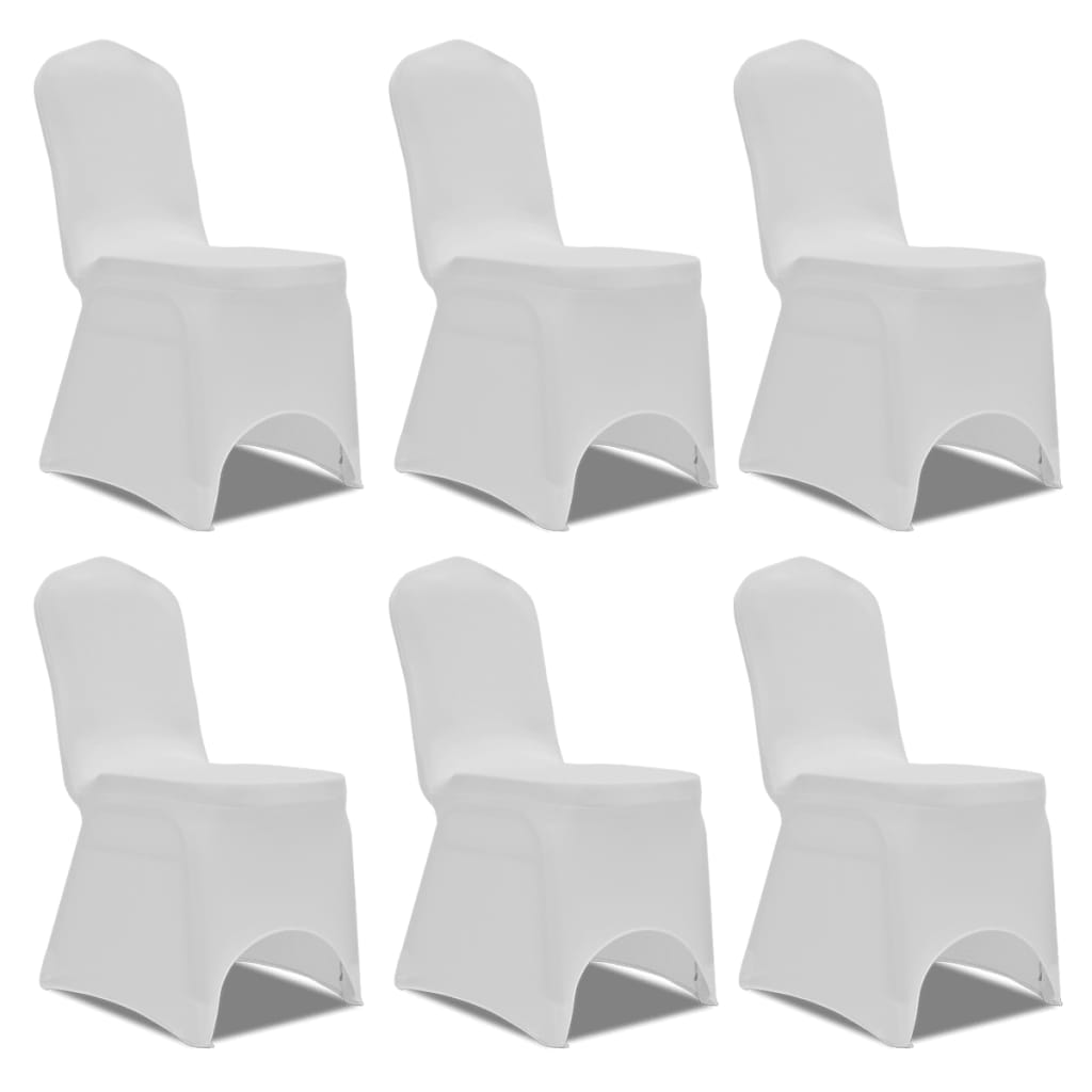 Biele strečové návleky na stoličky, 6 ks