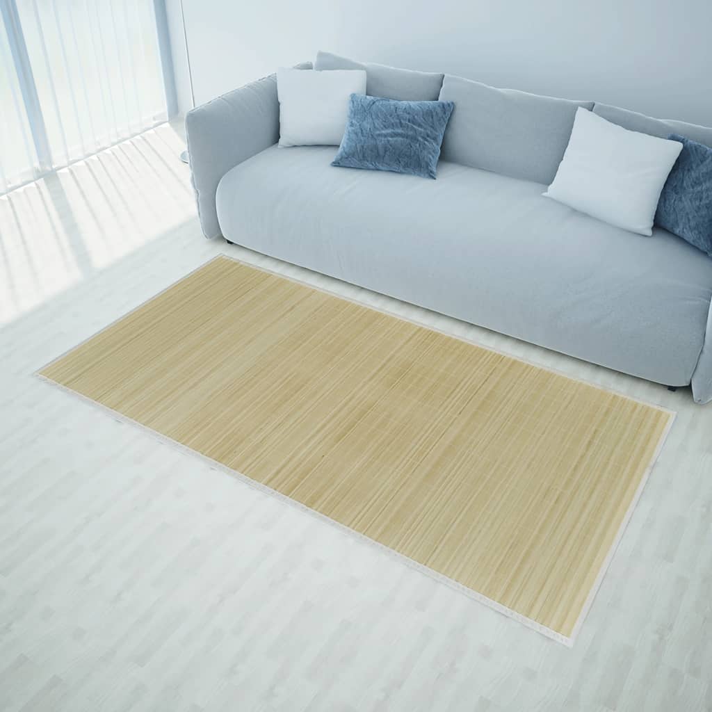 Obdĺžnikový bambusový koberec, prírodná farba 80 x 200 cm