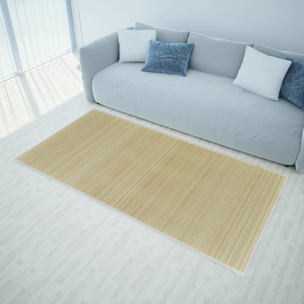 Obdĺžnikový bambusový koberec, prírodná farba 80 x 300 cm