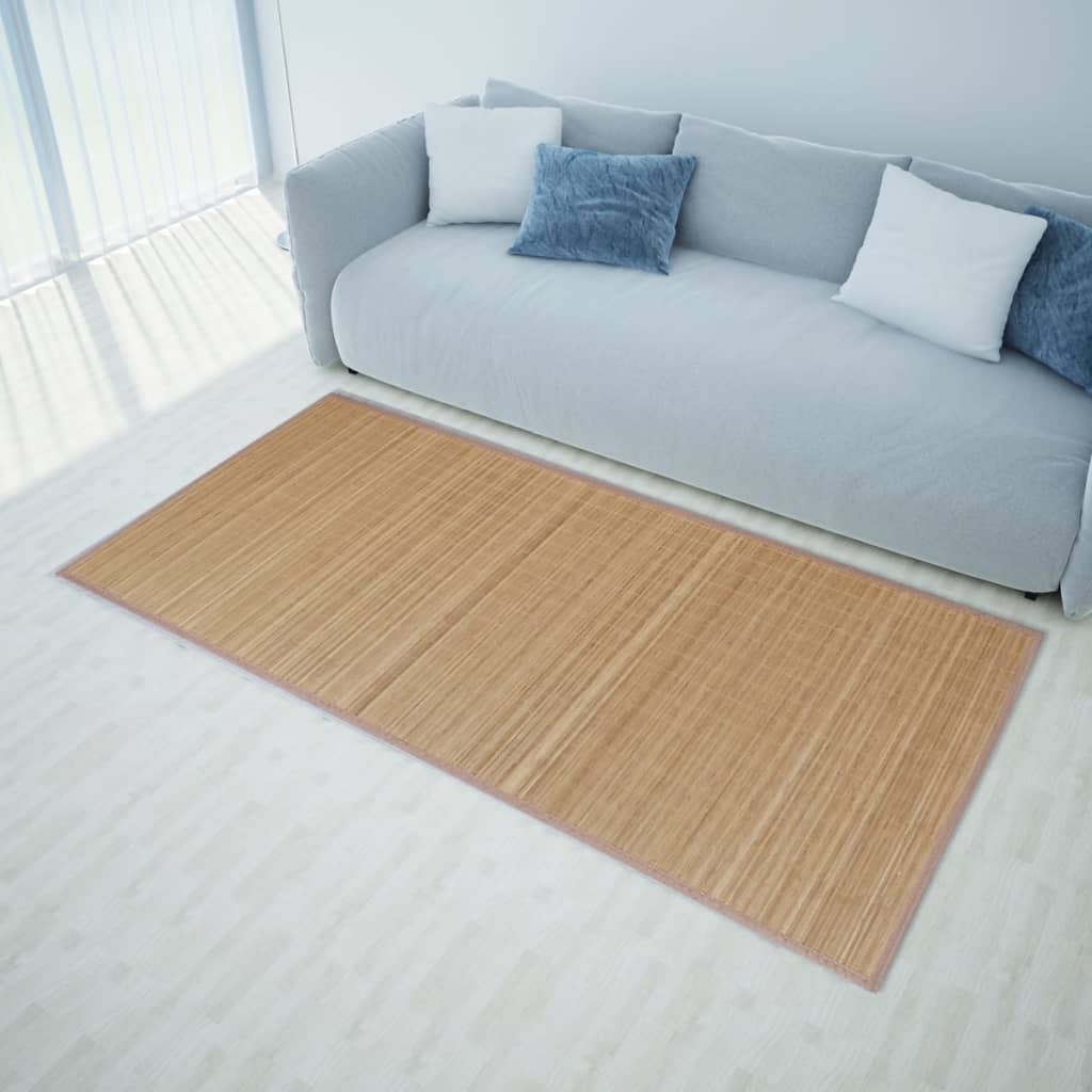 Obdĺžnikový bambusový koberec, hnedá farba 80 x 200 cm