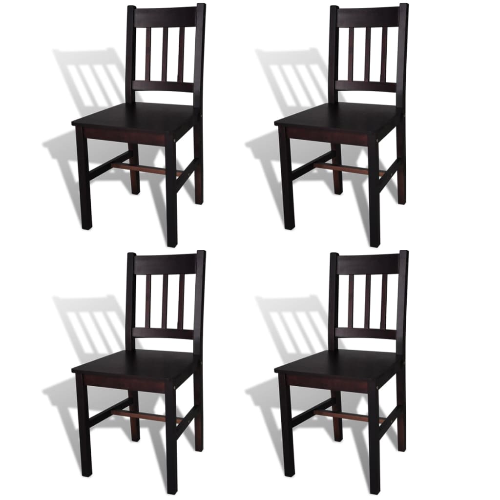 vidaXL Jedálenské stoličky 4 ks, hnedé, borovicové drevo