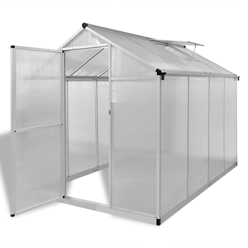 vidaXL Spevnený hliníkový skleník so základným rámom 4,6 m²