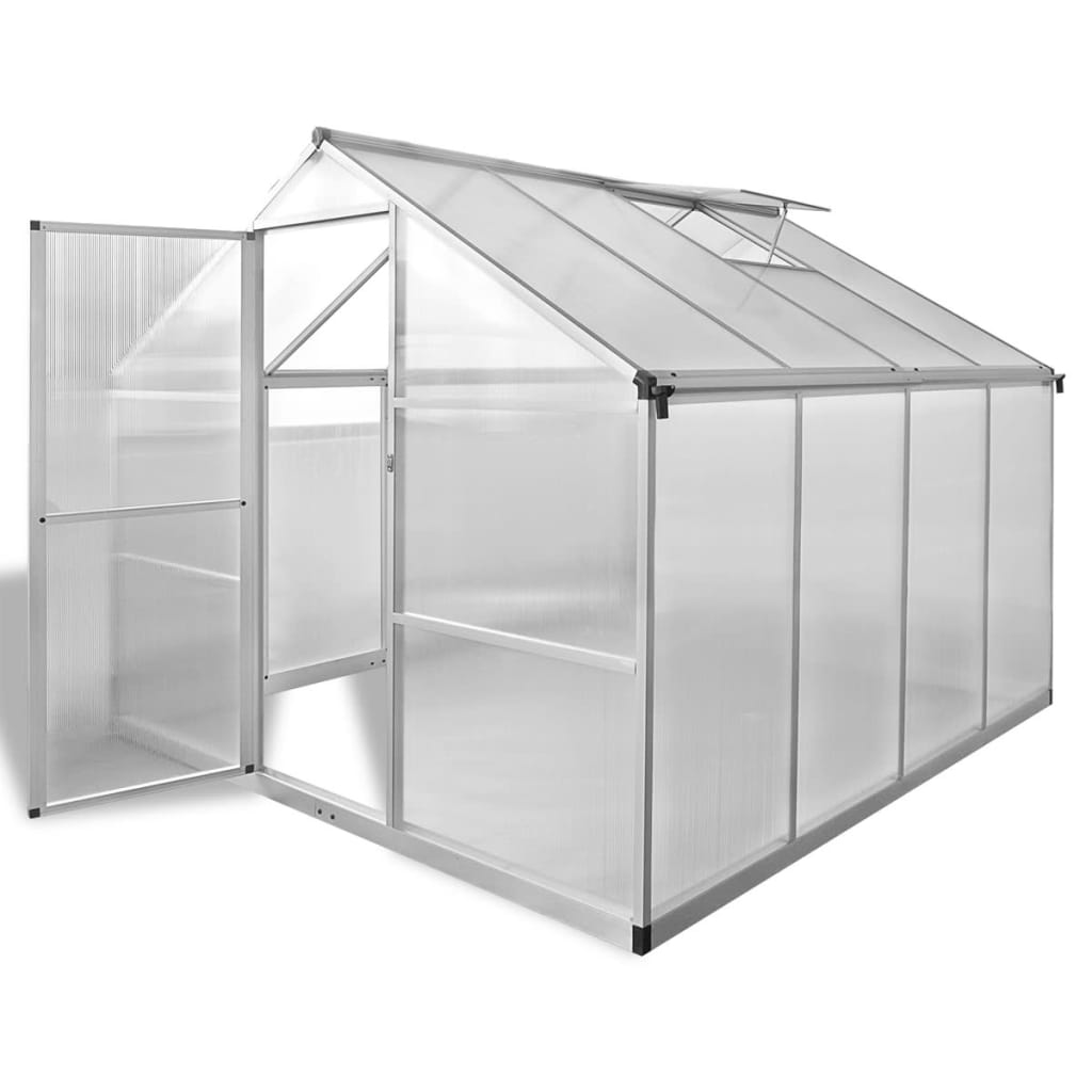 vidaXL Spevnený hliníkový skleník so základným rámom 6,05 m²