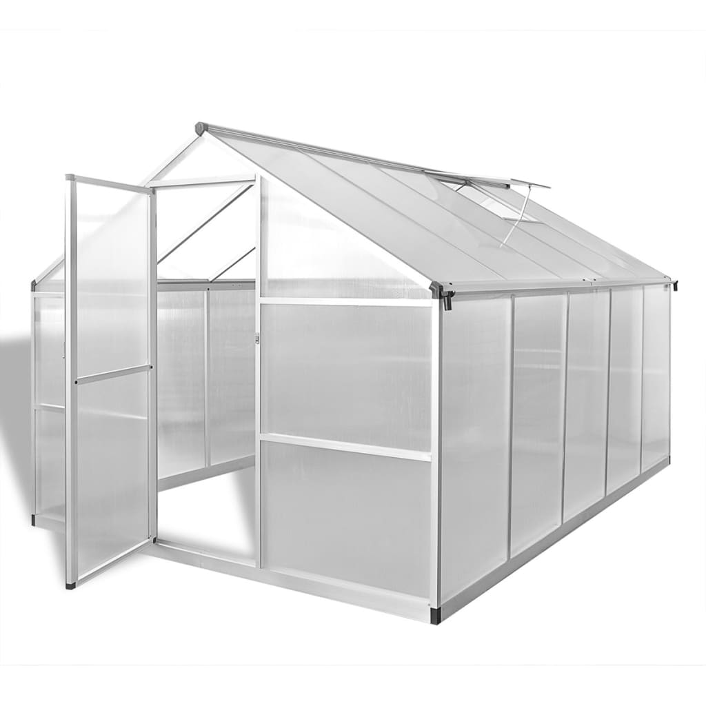 vidaXL Spevnený hliníkový skleník so základným rámom 7,55 m²