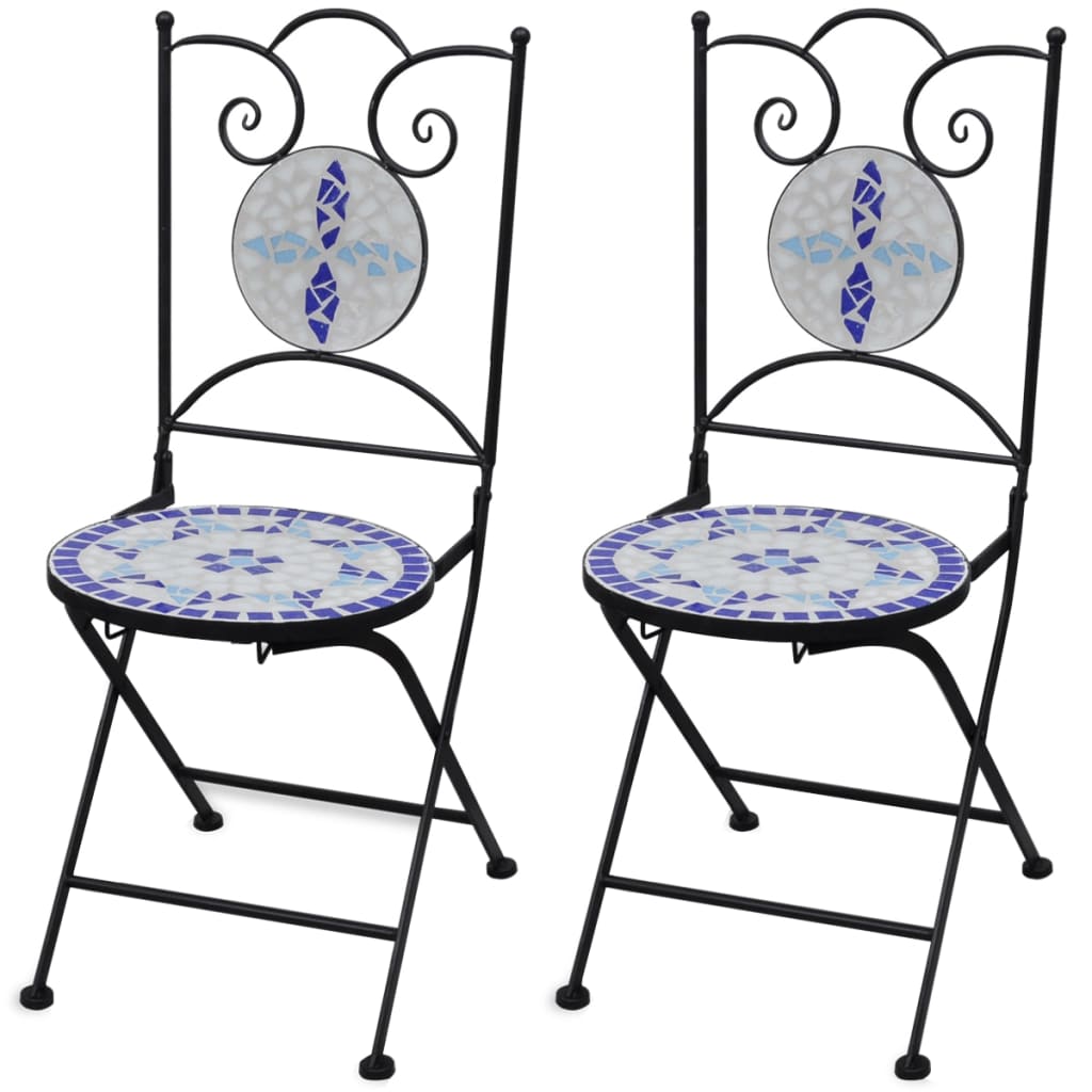Mozaiková stolička modro bielej farby 2 ks