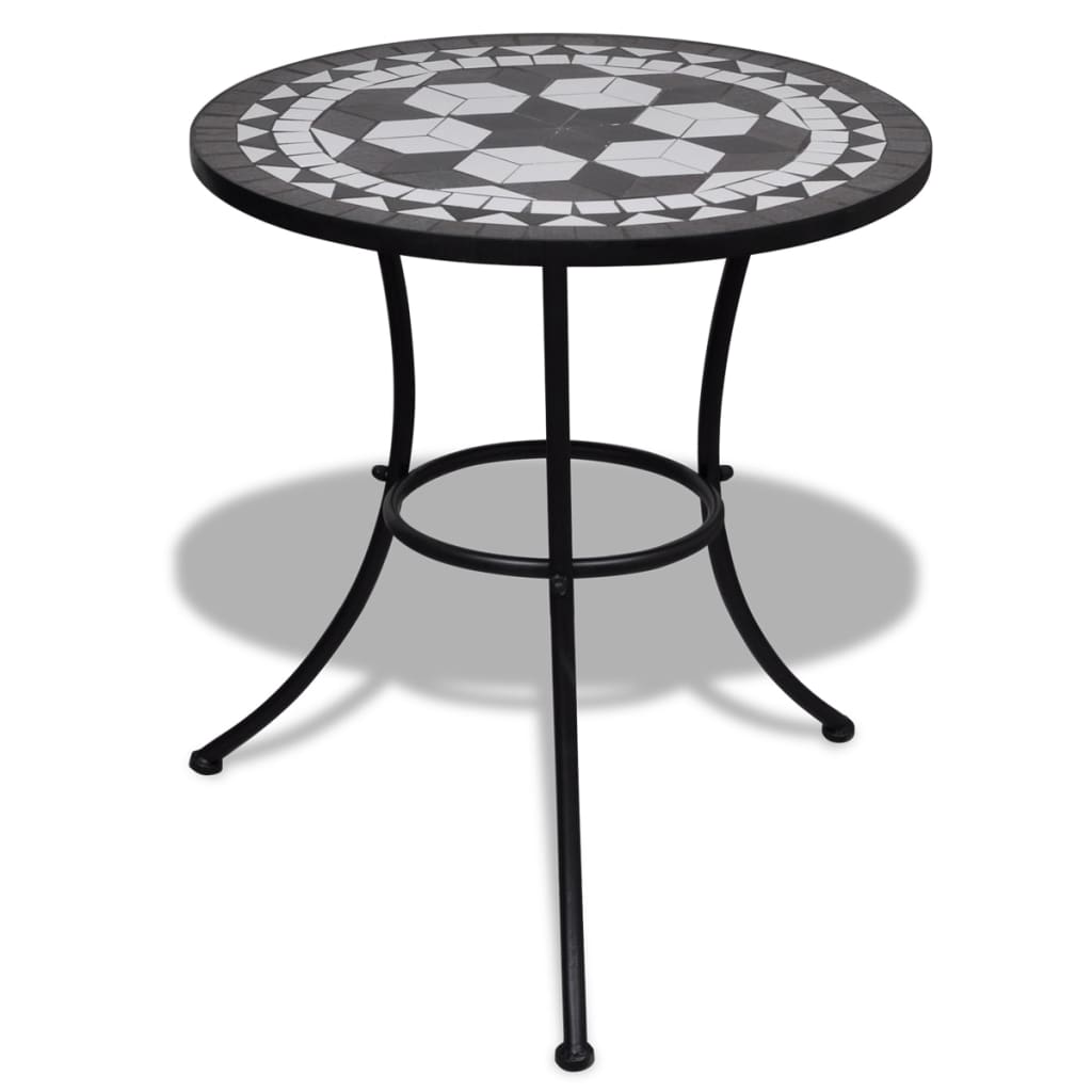 Mozaikový stôl čierno bielej farby 60 cm