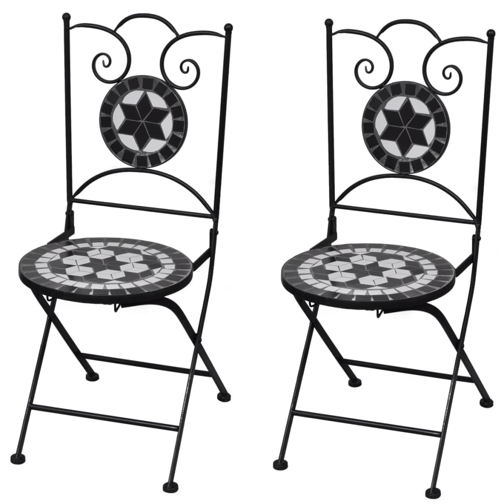 Mozaiková stolička čierno bielej farby 2 ks