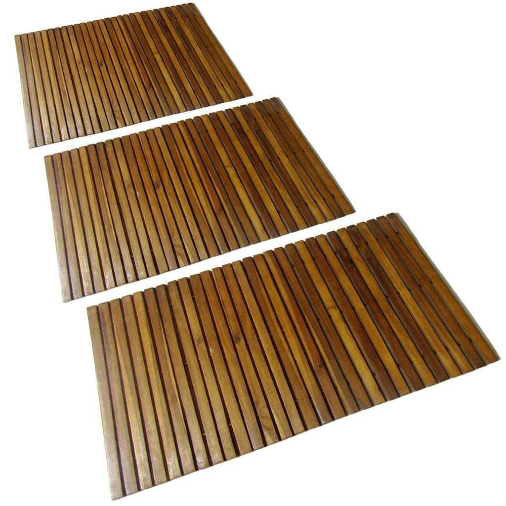 Kúpeľňová predložka z akáciového dreva 80 x 50 cm 3 ks (3 x 41586)