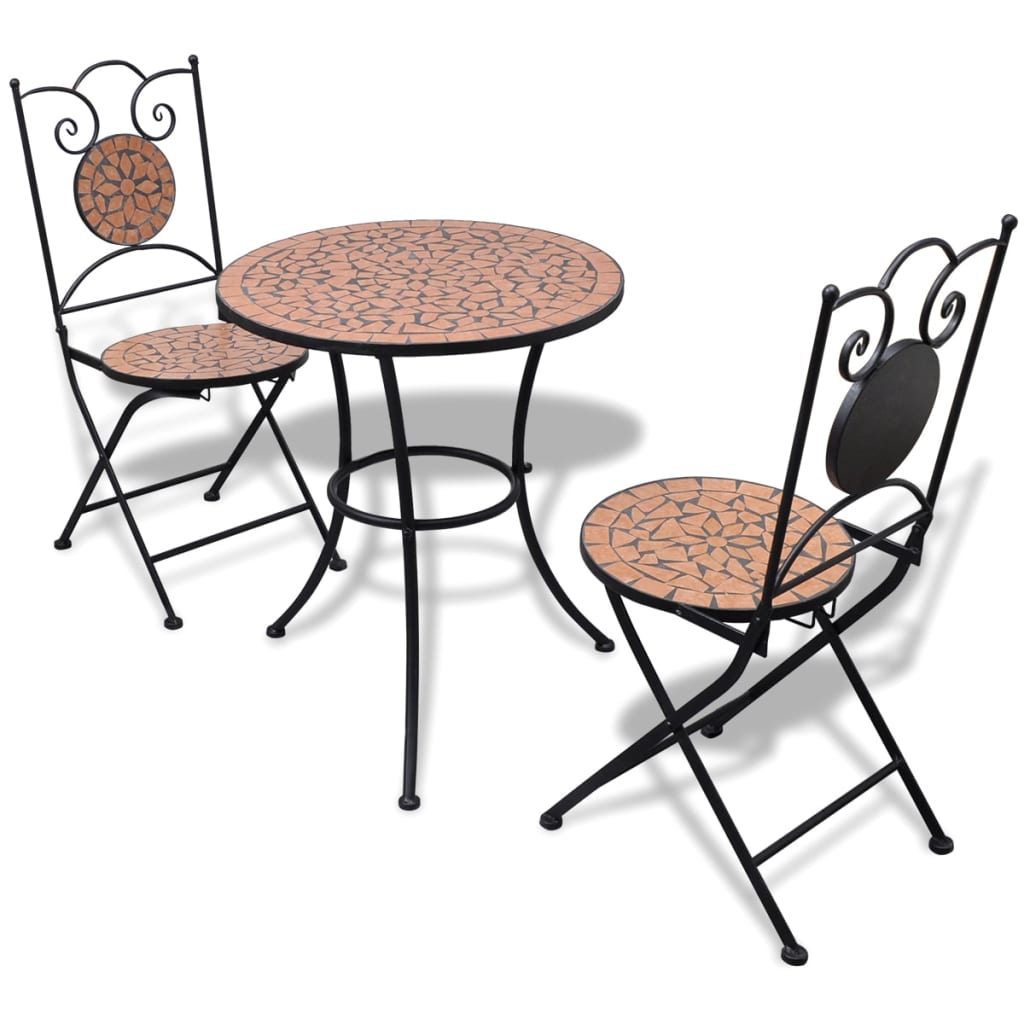 vidaXL Bistro stolík tehlovej farby 60 cm s 2 stoličkami