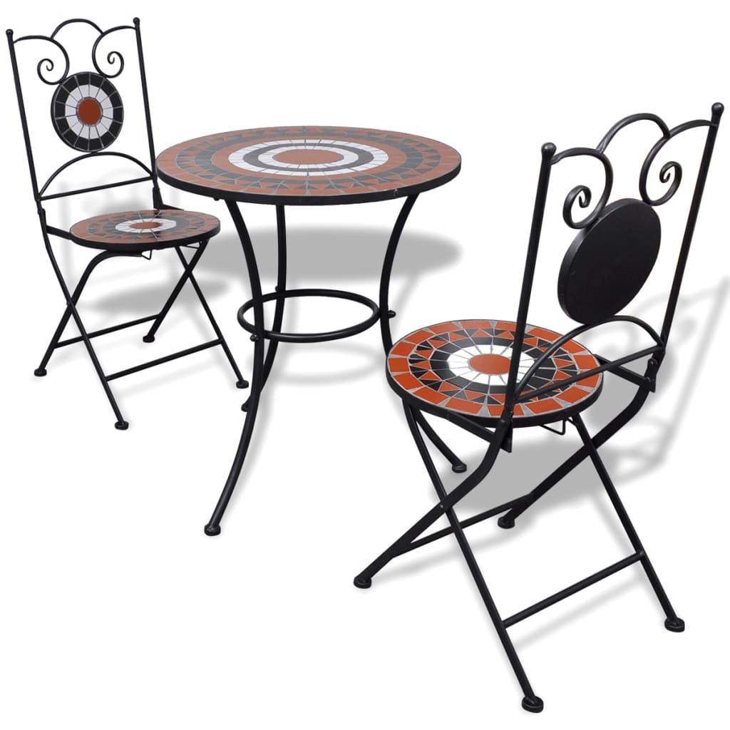 vidaXL Bistro stolík tehlovo bielej farby 60 cm s 2 stoličkami