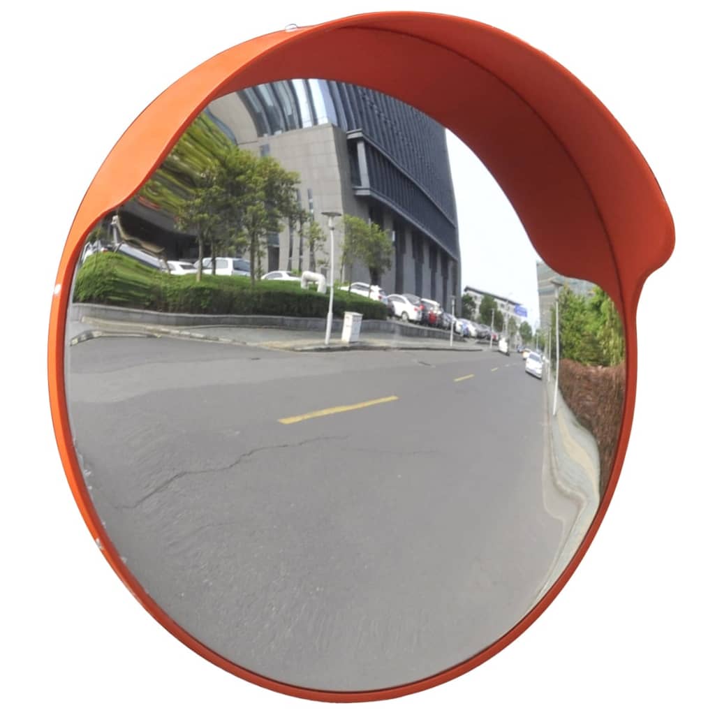 Oranžové konvexné dopravné zrkadlo z PC plastu do exteriéru 45 cm