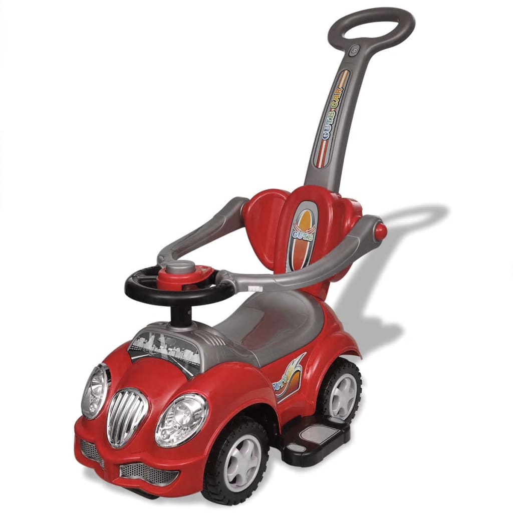 Červené detské odrážacie autíčko s vodiacou tyčou