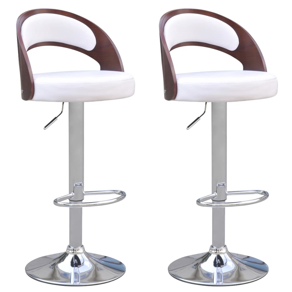 vidaXL Barové stoličky 2 ks s rámom z ohýbaného dreva umelá koža