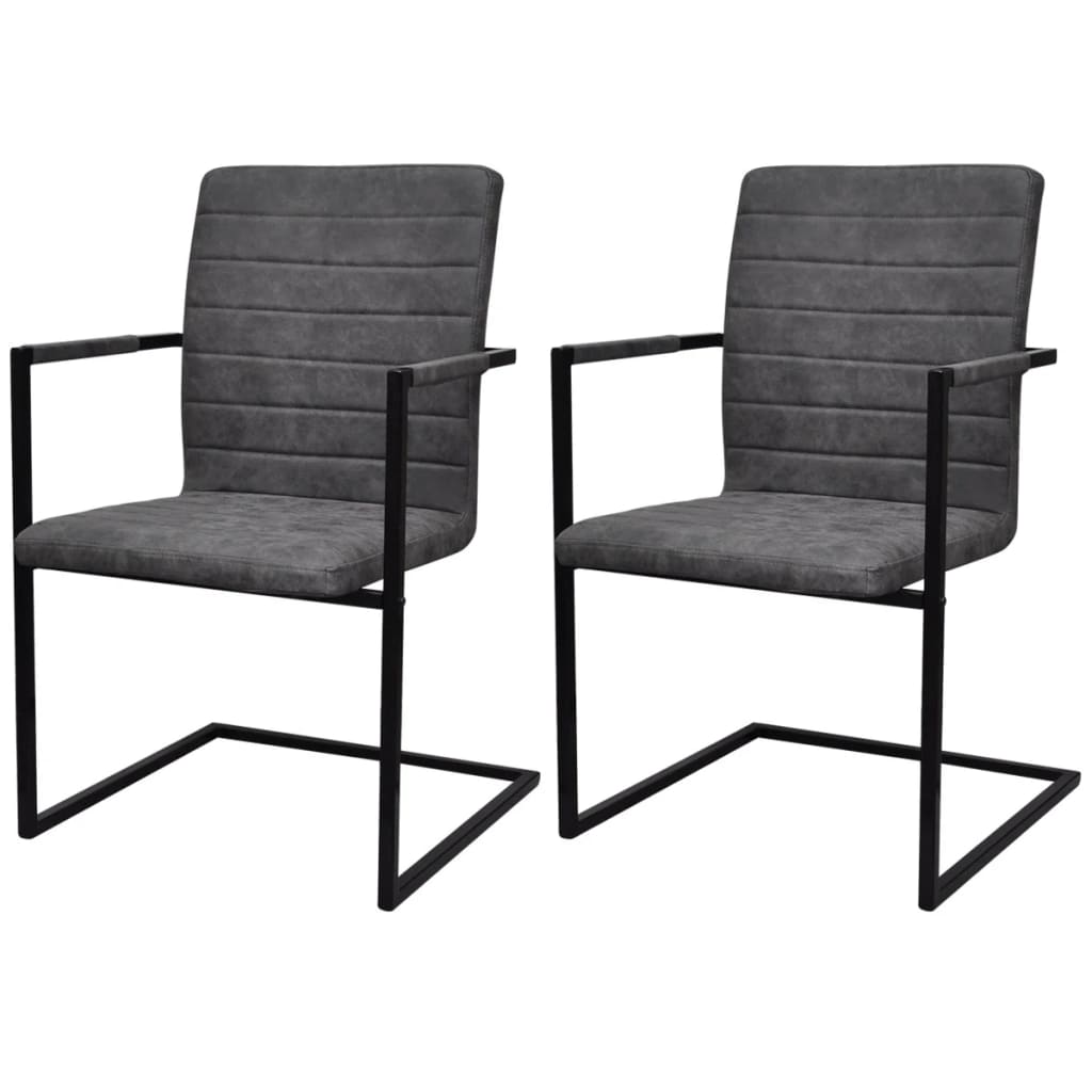 vidaXL Jedálenské stoličky 2 ks, sivé, umelá koža