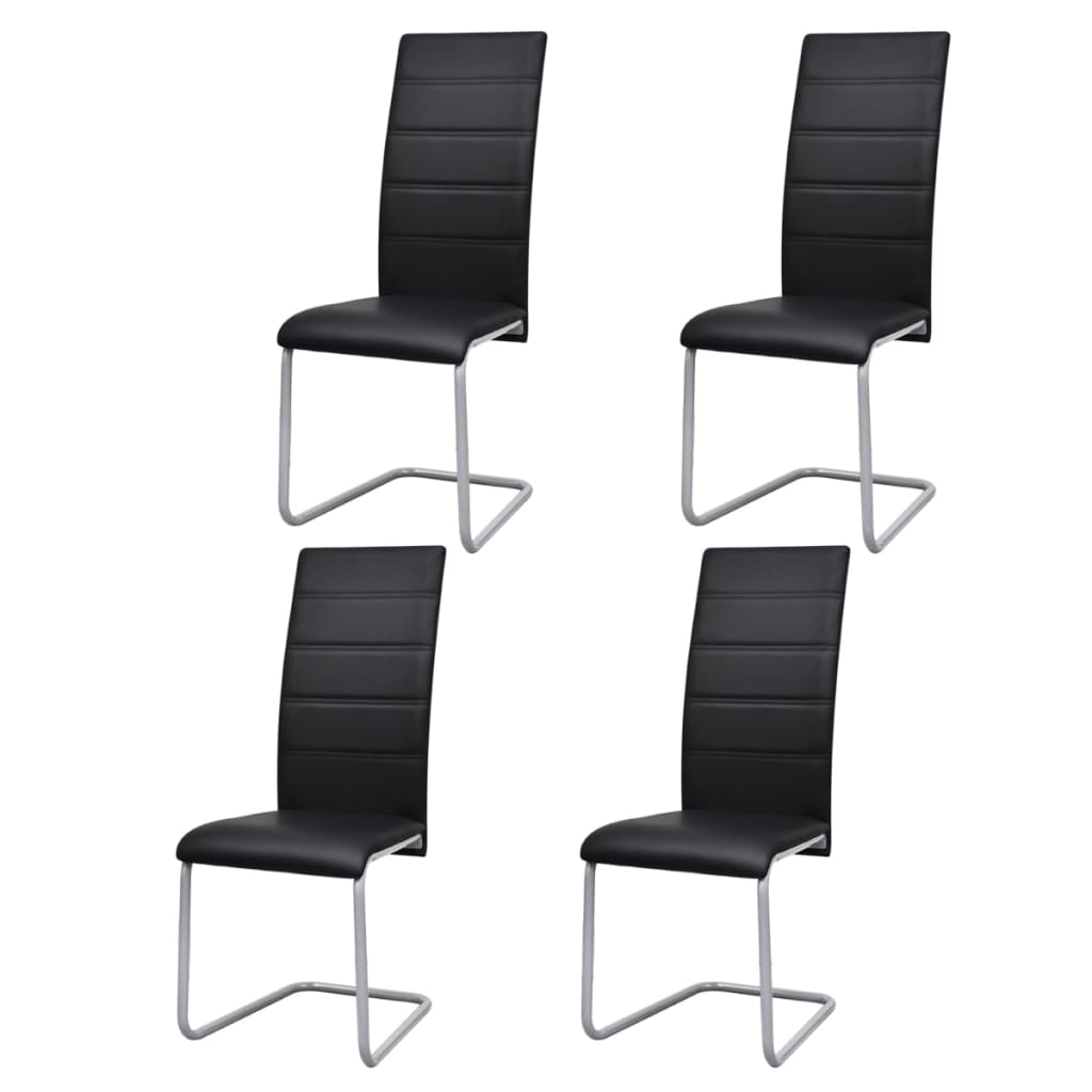 vidaXL Jedálenské stoličky 4 ks, čierne, umelá koža