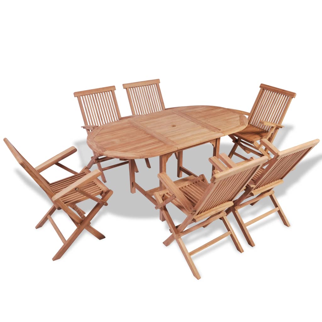 vidaXL Vonkajšia jedálenská súprava 7ks,tíkové drevo, rozťahovací stôl