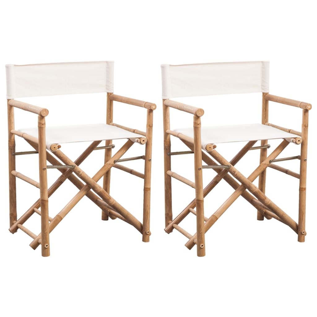 vidaXL Skladacia režisérska stolička, bambus a plátno