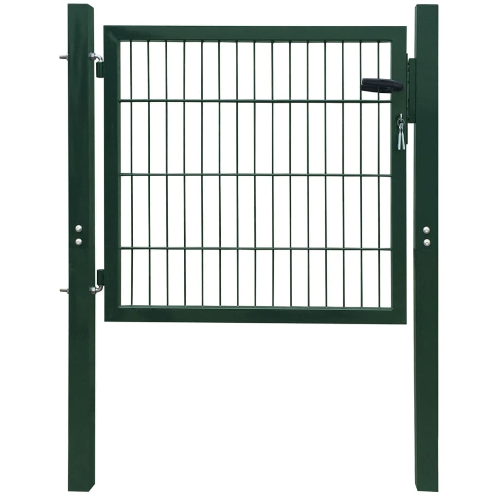 vidaXL Oceľová plotová brána, zelená, 106x150 cm