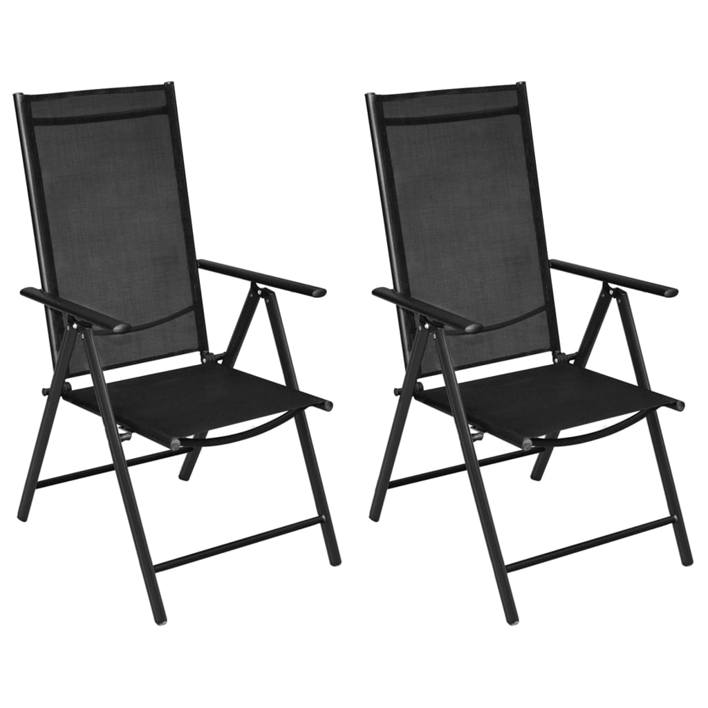 vidaXL Skladacie záhradné stoličky 2 ks, hliníkové, čierne