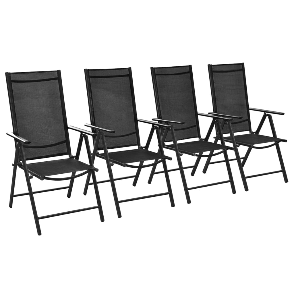 vidaXL Vonkajšie stoličky 4 ks, hliníkové, 54 x 73 x 107 cm, čierne