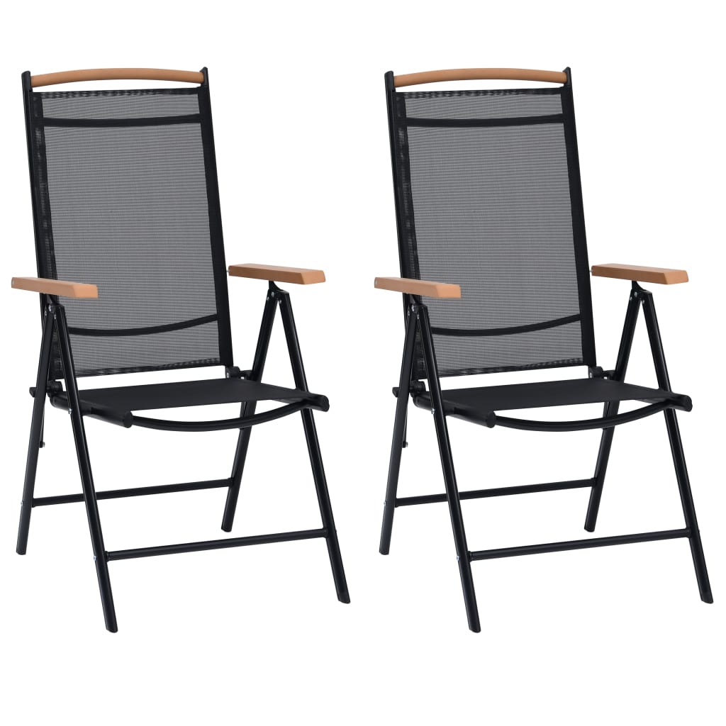 vidaXL Skladacie záhradné stoličky 2 ks, 58 x 65 x 109 cm, hliníkové, čierne