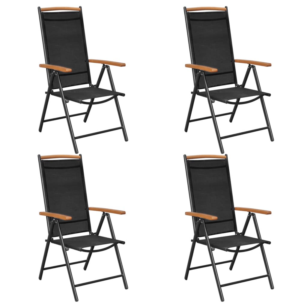 vidaXL Skladacie záhradné stoličky 4 ks, 58 x 65 x 109 cm, hliníkové, čierne