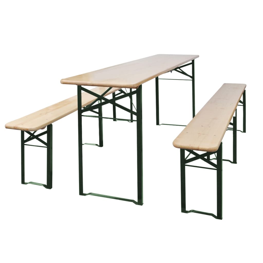 vidaXL Pivný stôl s 2 lavicami, 220 cm, jedľové drevo