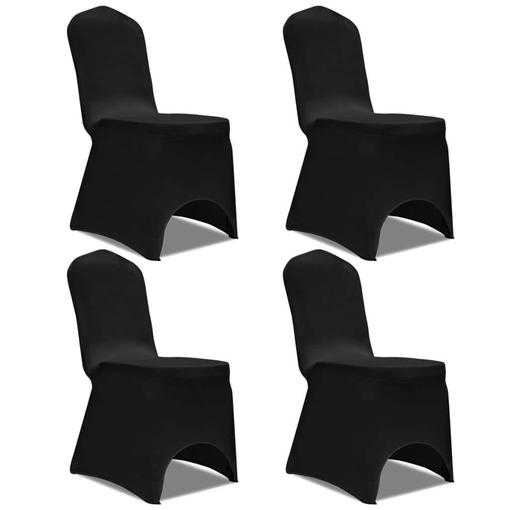 vidaXL Naťahovací návlek na stoličku, 4 ks, čierny