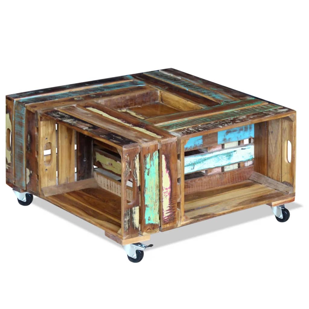 vidaXL Konferenčný stolík z recyklovaného dreva, 70x70x35 cm