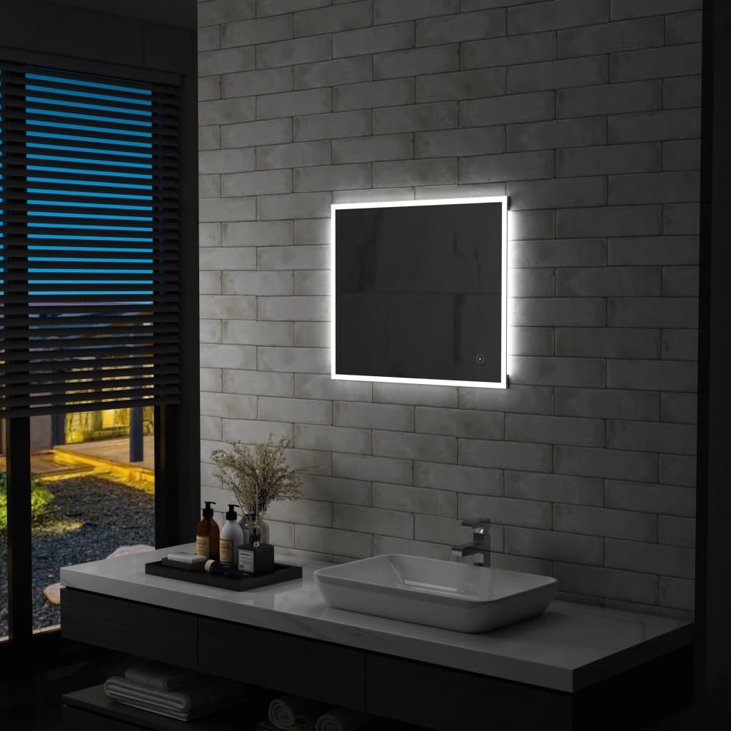 vidaXL Kúpeľňové LED nástenné zrkadlo s dotykovým snímačom 60x50 cm