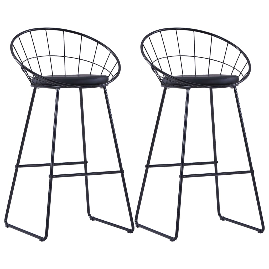 vidaXL Barové stoličky so sedadlami z umelej kože 2 ks čierne oceľové