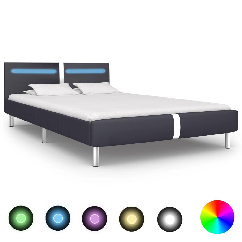 vidaXL Rám postele s LED čierny 140x200 cm umelá koža