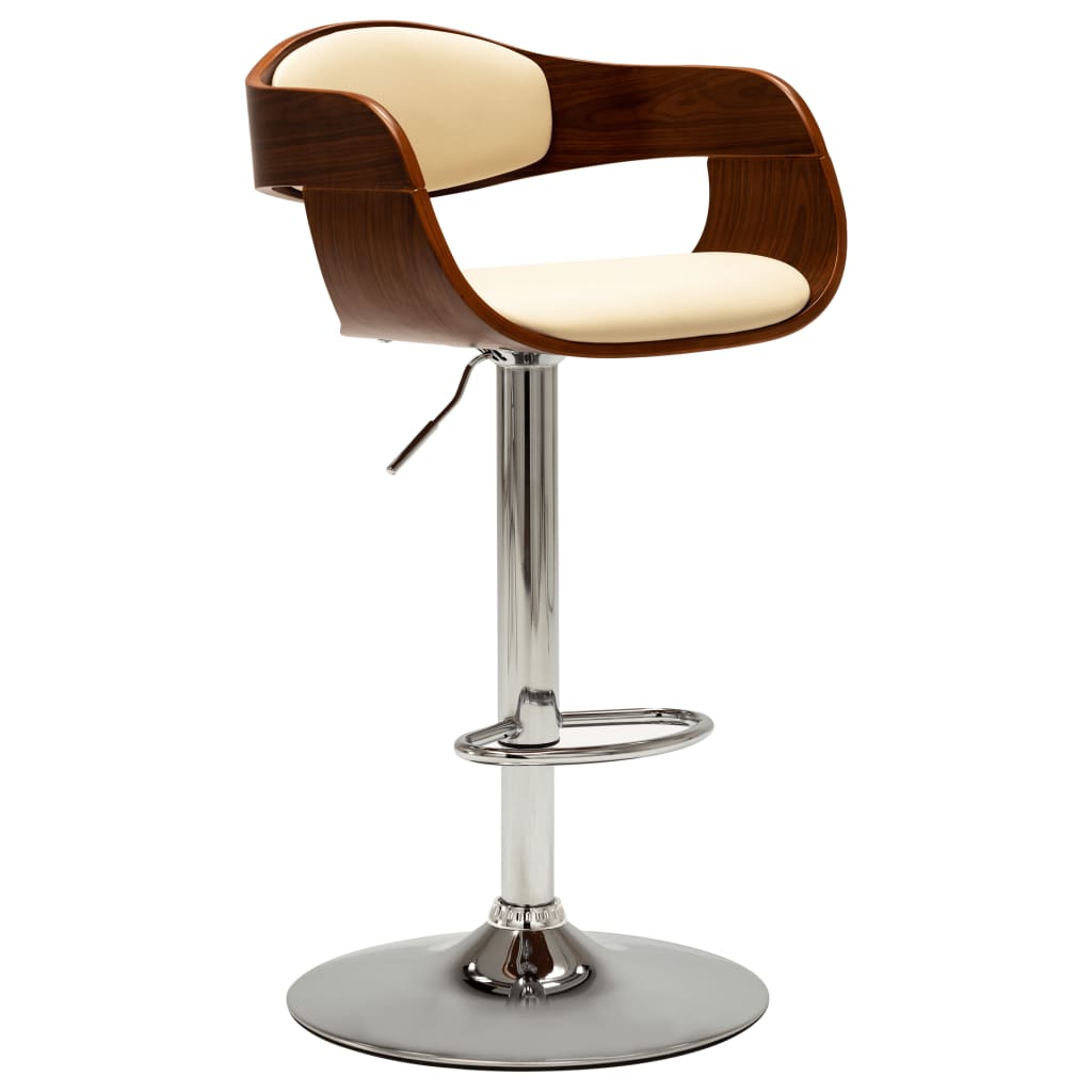 vidaXL Barová stolička krémová ohýbané drevo a umelá koža